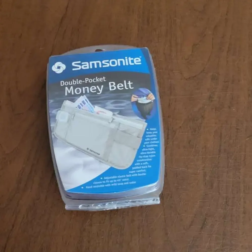 Samsonite Double Pocket money Belt Adjustable Ivory New